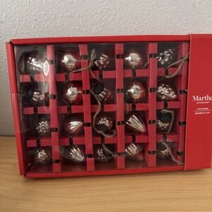 NEW Martha Stewart Mercury Glass Christmas Ornaments Silver Jute Garland 24pc